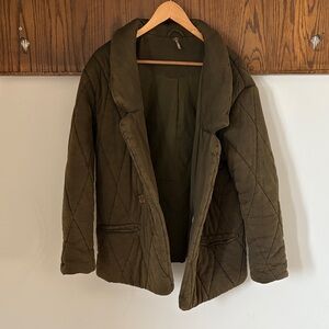 Free People Tawny Quilted Army Green Jacket Size M